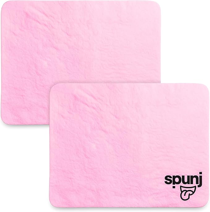spunj 2pk Ultra Thirsty Sponge Cloth Pink, 32x42cm Super Absorbent Cloth for Home, Holds 7x Its Weight in Water, Reusable and Durable, Ideal for Kitchen, Bathroom, and Household Cleaning