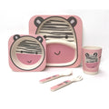 (Children's 5 Piece Bamboo Dinner Set - 100% Bamboo Fibre, Eco-Friendly, Dishwasher Safe (Zebra)) Children's 5 Piece Bamboo Dinner Set, Eco-Friendly