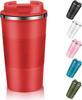 EALLEN Travel Mug with Leakproof Lid,Insulated Reusable Coffee Mug for Hot&Cold Drinks/Tea,Portable Stainless Steel Thermal Takeaway Travel Coffee Cup for Car/Outdoor/Picnic/Office/School (510ml Red)