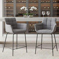 chairus Barstools Armchair Set of 2 Fabric Kitchen Breakfast Counter Stools Modern High Stools Dining Chairs with Footrest, Gray