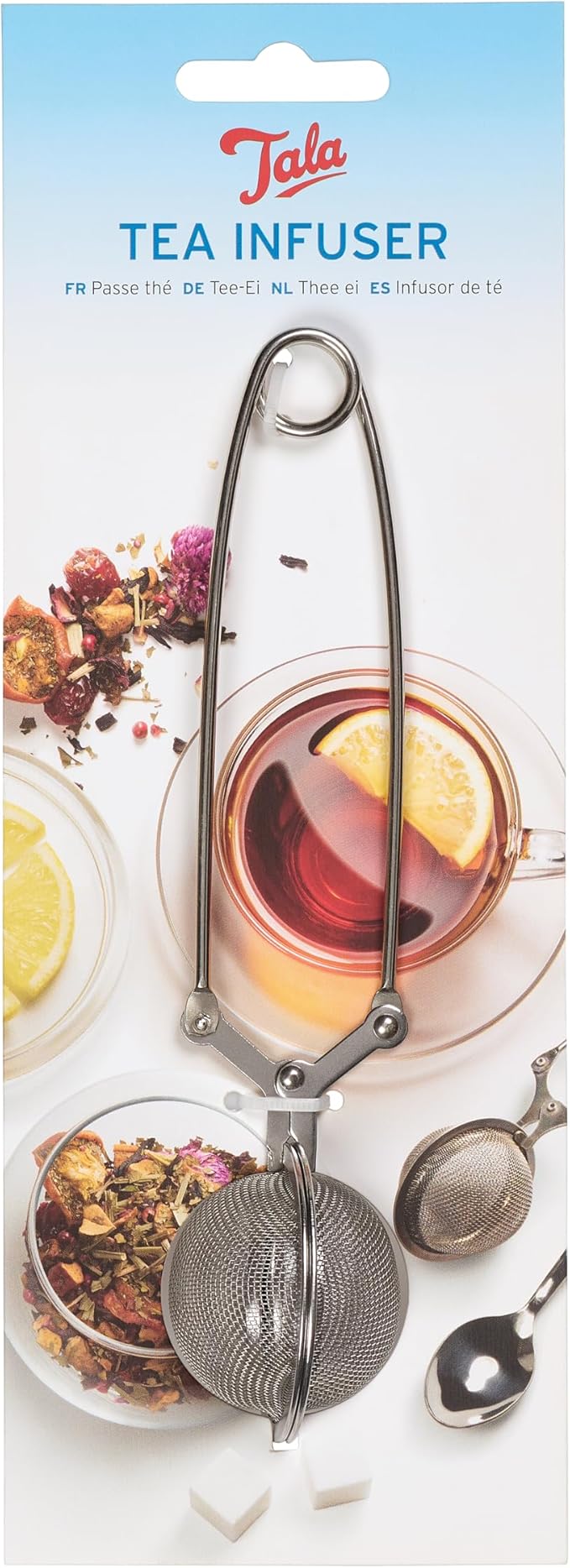 Tala Stainless Steel Ball Tea Strainer with Handle, Perfect for infusing Loose Leaf Tea and Herbal teas, can Also be Used for Herbs and Spices, Silver