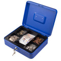(Blue , 12) Metal Cash Money Box Steel Security Safe Key