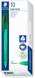 STAEDTLER 4230 M-5 Retractable Rainbow Ballpoint Pen - Green (Box of 10)
