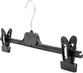 The Hanger Store 12 Strong Black Plastic Hangers With Adjustable Clips - Non-Slip, Rotatable Hook, Gentle on Clothes - Ideal for Organizing Trousers, Skirts, Jeans, Towels, and Sheets in Your Wardrobe