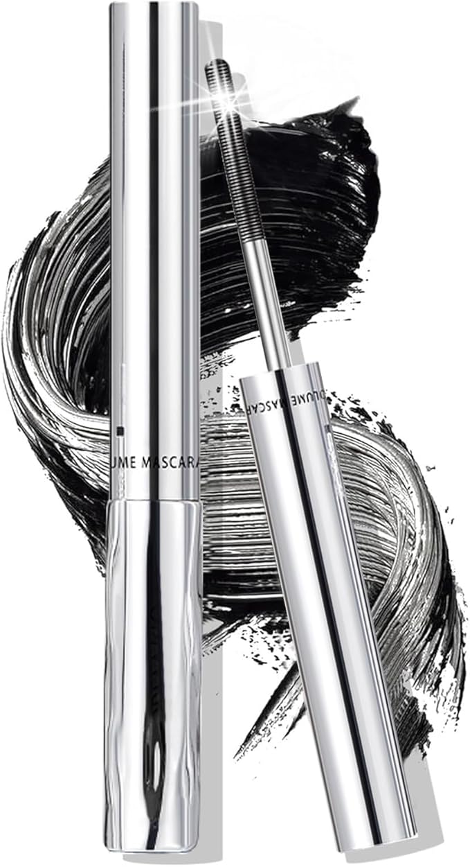 Iron Eye Mascara,Washable Metal Wand Mascara - Black Waterproof Mascara 3D Super Curling, Long-Lasting Volumising & Clump-Free with Smudge-Proof Pigment (2-pack)