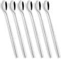 AOOSY Latte Spoons Long Handle Teaspoons Set of 6 Stainless Steel 9 inches Mixing Ice Cream Stirring Spoon Ideal for iced Coffee Iced Tea Milk Shake Ice Cream Sundeas Cool Drinking