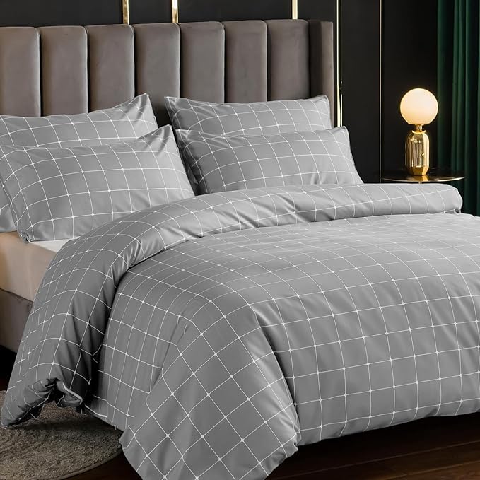 Lazzaro Double Duvet Set - Premium Microfiber Reversible Double Duvet Cover (200 x 200 cm) 3 PCs - Ultrasoft Hypoallergenic Luxury Quilt Cover Bedding Sets with Zipper Closure