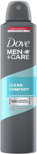 Dove Men+Care Antiperspirant Aerosol Clean Comfort (6 x 250ml)