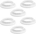 Lampshade Reducer Ring,6 Pack E14 Plastic Screw Collar Ring 28MM,Lampshade Fittings E14 for Table Lamp,Ceiling Lights,Plastic Screw Bulbs Lamp Holder (E14-28MM)