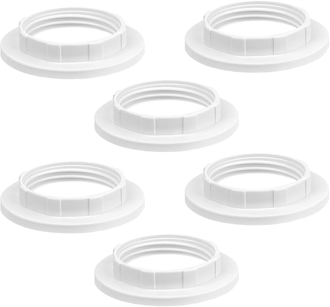 Lampshade Reducer Ring,6 Pack E14 Plastic Screw Collar Ring 28MM,Lampshade Fittings E14 for Table Lamp,Ceiling Lights,Plastic Screw Bulbs Lamp Holder (E14-28MM)