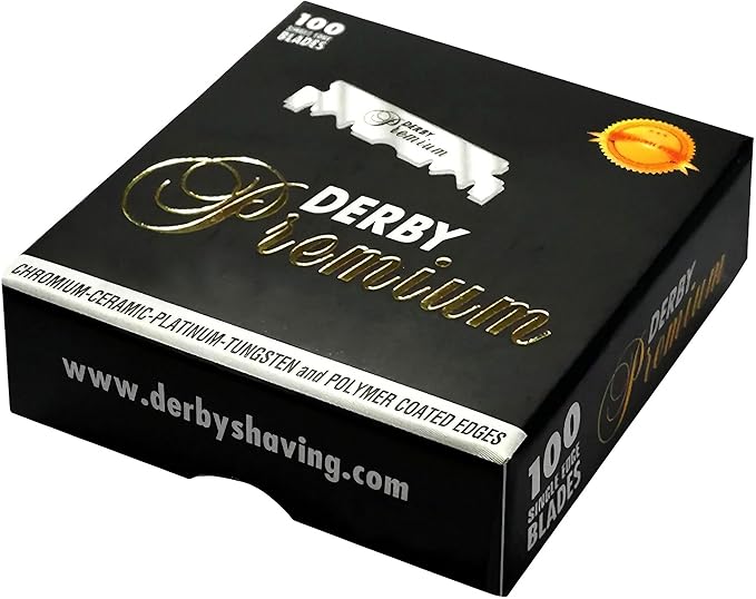 Derby Premium Single Edge (Half) Razor Blades – 100 Blades | Swedish Steel | Fits Half-Blade Holders & Straight Razors