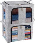 collapsible storage bins with lidFabric Storage Box,Foldable Organiser Cubes, Large Storage Bins Boxes, 2PC 66L Blue Stackable Foldable Storage Basket with 6 Steel Frame, Container Organizer Box with