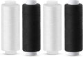 Sewing Thread, Black and White 4 Pcs 200 Yards Polyester Sewing Machine Threads for Sewing Machine, Hand Stitching, Embroidery