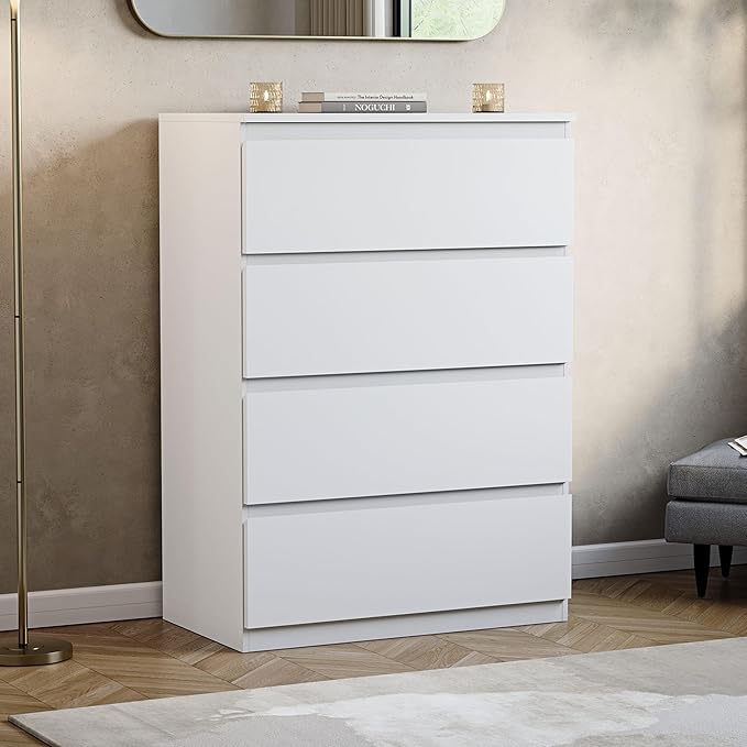 Vida Designs Denver 4 Drawer Chest of Drawers White – Modern Wooden Storage Unit