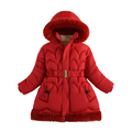 (Red, 6-7Years) Kids Girls' Coat Jacket Warm Winter Fur Hooded UK