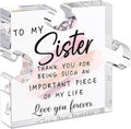 Tillskuch Cute Sister Gifts- Puzzle Shaped Acrylic Plaque with Gift Box - Sister Presents for Birthday, Thanksgiving Day, Christmas -Sister Gifts from Sister, Big Sister, Little Sister Present