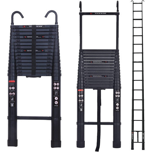 (6.2M) 5M/6.2M Telescopic Ladder Aluminum with Detachable Hooks Attic Ladder EN131 CE Standards