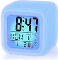 Digital Alarm Clock, Kids Alarm Clock, 7-Color Changing Night Lights, Alarm Clocks Bedside with Temperature, Calendar, Snooze, Easy to Set Travel Digital Clock,Battery Operated, Gifts for Boys, Girls