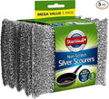 Sponges Scrubbing Pad, 5pk Non-Scratch Stainless Steel Scouring Pad, Washing Up Scourer - Easy Grip Cleaning for Pots and Pans (Grey)