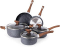 Non Stick Pots and Pans Set – Induction Hob Pot Set – 8pcs Kitchen Cookware with Lids – Cooking Marble Saucepan Pots and Frying Pans – by Nuovva