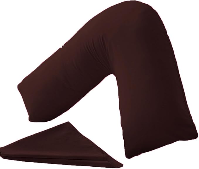 Comfy Nights Orthopedic V Shape Pillow Extra Support For Head, Neck & Back with Free Cover - chocolate/Brown