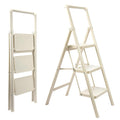 Heavy Duty 3 Step Folding Ladder with Handrail White