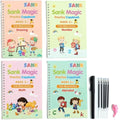 4-Pack Magical Handwriting Copybooks with Reusable Magic-Ink, Letters, Math & Drawing Prompts (1-100) + Pen Set Vivo-2026b