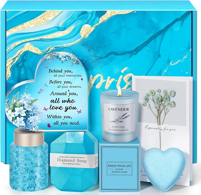Happy Birthday Gifts for Women: Eletorot Basket Present Set for Her Mum Girlfriend Sister Friend Wife Teacher, Ladies Personalised Bath Spa Hamper Pamper Set, Graduation, Mothers Day