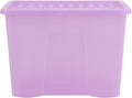 Wham Crystal 80 Liter Storage, Heavy Duty Plastic Storage Box With Lids Home Office Stackable Nestable, Large Storage Boxes With Lids 60 x 40 x 42 cm - Tint Lilac (Pack of 3)