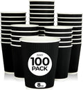 Zuvo Takeaway Coffee Cups 8 OZ - NO Lids - 100 Disposable Black Ripple Coffee Cups - Ideal for Takeaways