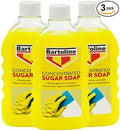 3 PCS Flask SUGAR SOAP Concentrate BARTOLINE MEW 500ML REMOVES Grease, Dirt & Nicotine May BE Used AS A General Household Cleaner