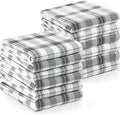 Utopia Towels 200 GSM Plaid Check Dish Towels, 38 x 64 cm, 100% Ring Spun Cotton Dish ClothSuper Absorbent Linen Kitchen Towel, Soft Reusable Cleaning Bar and Tea Towels Set (12 Pack, Grey, White)