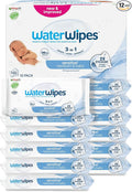 WaterWipes Sensitive+ Newborn & Baby Wipes, 720 Count (12 Packs), 3-In-1 Cleans, Cares, Protects, 99.9% Water, Unscented