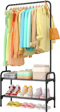 Clothes Rail - Large Capacity Freestanding Clothes Rack with 2-Tier Shoe Organizer & Non-Slip Feet, Heavy-Duty Clothing Rail for Bedroom, Entrance, Laundry, 74 x 30 x 150cm, Black