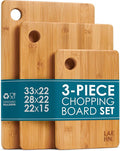 Premium Extra-Thick Wooden Chopping Boards - 3 Piece Bamboo Chopping Board Set - 33x22cm / 28x22cm / 22x15cm - Ideal for Carving Meat, Cutting Vegetables, Cheeses and Bread - by LARHN