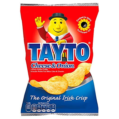 Tayto Cheese And Onion Crisps - 25 x 25gm Packets (Vegetarian) Ireland 5.0111E+12