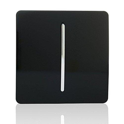 Trendi ART-SS1BK 1-Gang 1-Way Glossy Black Rocker Light Switch, 10A Tactile Modern Designer Switch