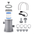 Pool Filter Pump for Above-Ground Pools, 300 GPH, UK Plug, AC220V - Easy Assembly for Inflatable 8-10ft Pools