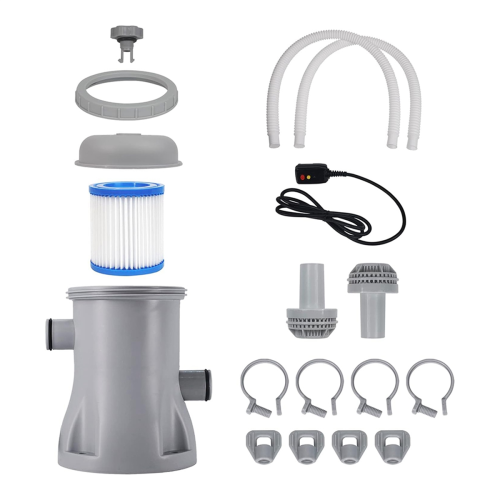 Pool Filter Pump for Above-Ground Pools, 300 GPH, UK Plug, AC220V - Easy Assembly for Inflatable 8-10ft Pools