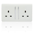 ART-SKT213LWH Trendi 2-Gang Artistic Modern Glossy 13A Switched Plug Socket White