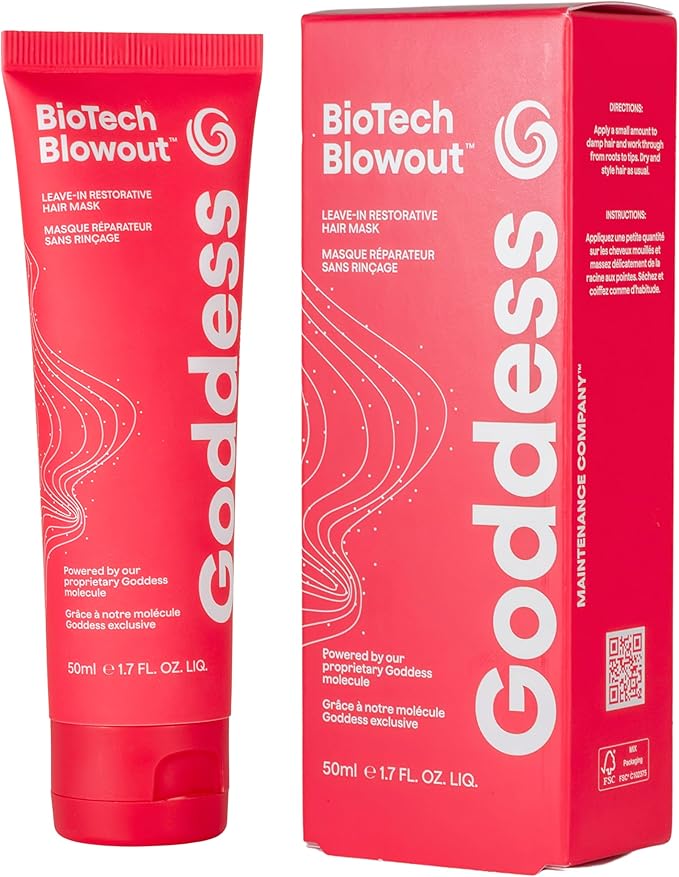 Goddess Biotech Blowout Leave-In Hair Mask - Heat Protection up to 230 °C, Anti-Frizz Care, Building Treatment with Proteins for Volume, Shine & Repair, 50 ml