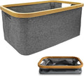 Collapsible Laundry Washing Baskets Grey Bamboo Cloth Fabric 50l Large Foldable Wash Clothes Storage Ironing Basket Folding Space Saving Laundry Hamper