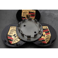 Set of 4 Black and Gold Porsche alloy wheel caps 75mm