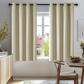 Deconovo Room Darkening Curtains Beige Super Soft Window Treatment Thermal Insulated Eyelet Curtains for Kitchen 46 x 54 Inch 2 Panels