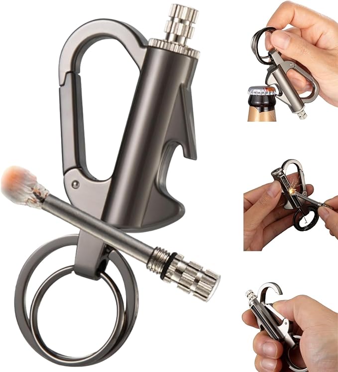 Keychain Ligh/TER,Permanent Match Infinity Ligh/TER with Multitool Keychain Bottle Opener,Reusable Waterproof Match Strike,Permanent Match Ligh/TER,Cool Ligh/TER,Waterproof Matches for Camping