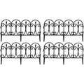 Garden Fence Set of 4 Panels Black Plastic Weatherproof Outdoor Border Edging