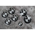 Full Set of BMW Carbon Black Boot Bonnet Badges Alloy wheel caps x7