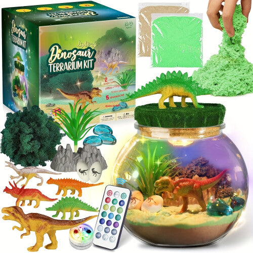 (Child) Dinosaur Terrarium Kit for Youngsters - Educational DIY Craft Set, Green PE Material