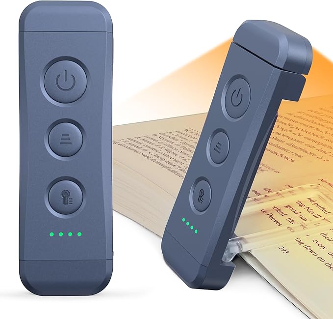 Glocusent Reading Light Book Light Clip On,Eye Caring Reading Lights for Books in Bed, 3 Colours & 5 Brightness Dimmable, Portable & Flexible, Long Lasting up to 80 hrs, Perfect for Book Lover
