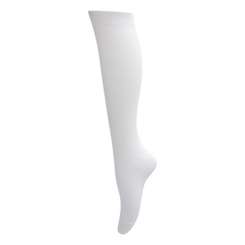 (UK Shoe 4-6 (Age: 13+ years), White) Childrens Girls Plain Knee High School Socks (Pack Of 3)